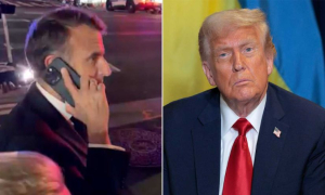 সড়কে আটকে ট্রাম্পকে ম্যাক্রোঁর ফেন